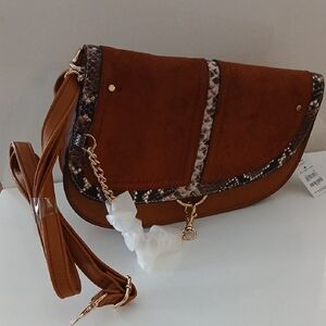 Call It Spring Brown and White Handbag With Strap. Come With Extra Strap.